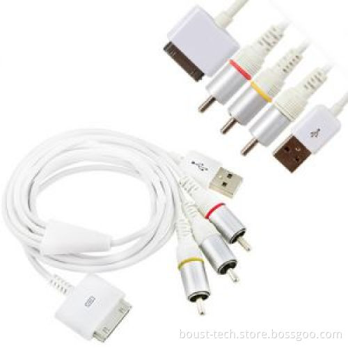 Boust AV Video to TV Composite RCA Cable USB Charger for iPad, iPod, iPhone 4 / 4s B0167 Bst-Acia